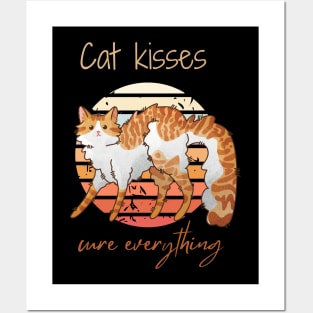 Cat kisses cure everything - Red Bicolor Furbaby - Gifts for Cat Lovers Posters and Art